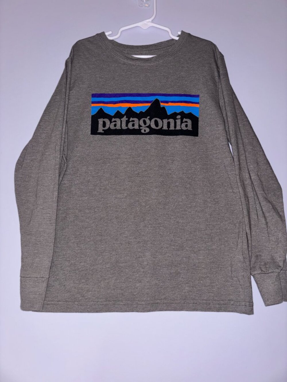 Patagonia Kids Grey Long Sleeve P-6 Logo T-Shirt Size M